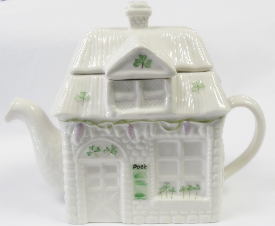 Belleek Post Office Teapot House of Claddagh Irish Collections