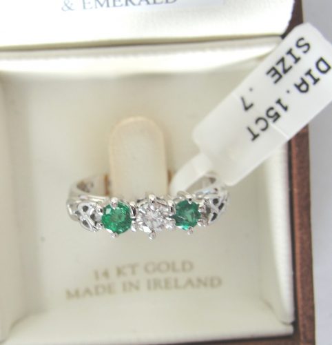 Emerald Engagement Ring Celtic Engagement 14K White Gold Ring Round 1 Carat Emerald  Ring - Etsy