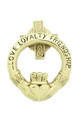 Irish Brass Celtic Claddagh Cross Friendship Love Loyalty Doorknocker Medium