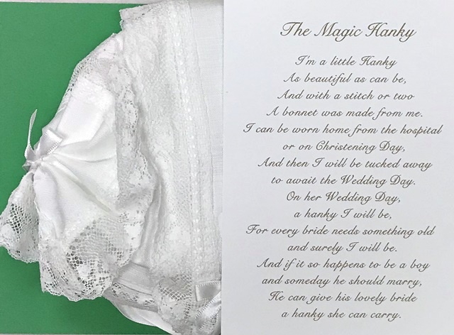 irish christening bonnet handkerchief