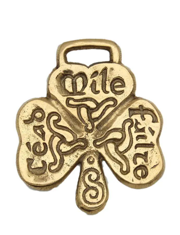 Horse Brass Irish Shamrock Cead Mile Failte One Hundred Thousand Welcomes