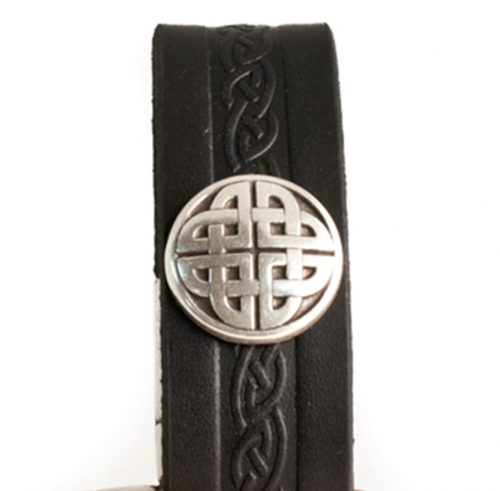 Celtic Knot Design Black Leather  Bracelet with Buckle 