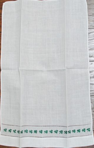 Irish Linen Embroidered White Shamrocks CoasterNapkins :Set of 6 N82005W 6" sq 