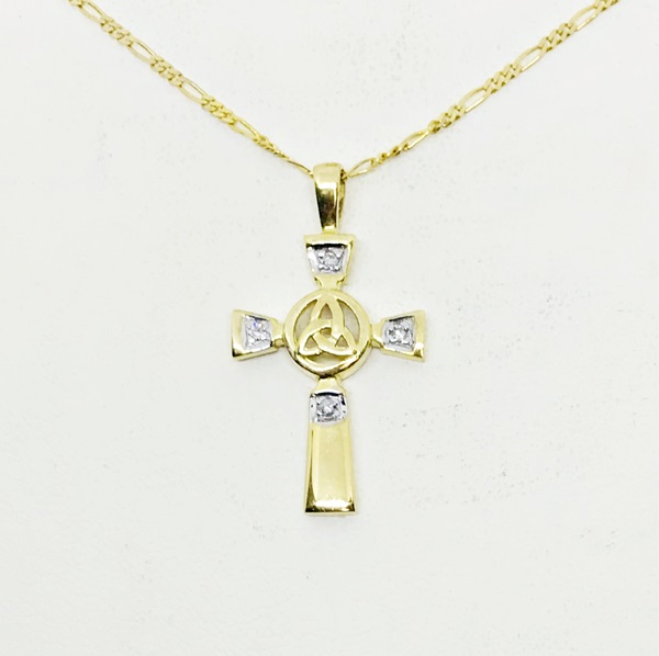 Claddagh Celtic Cross Necklace - Gold - 44515