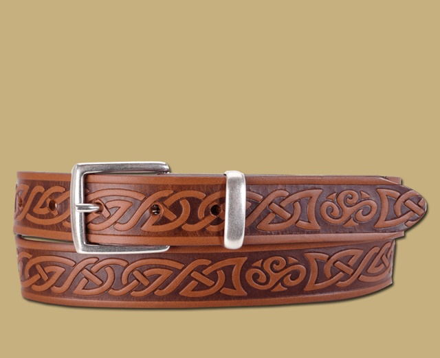 Brown Celtic Knot Embossed Real Leather 