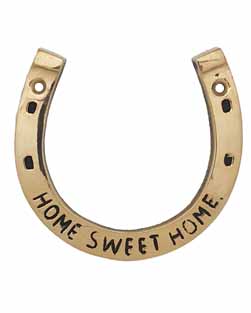 Brass Horseshoe Wall or Door Plaque Home Sweet Home