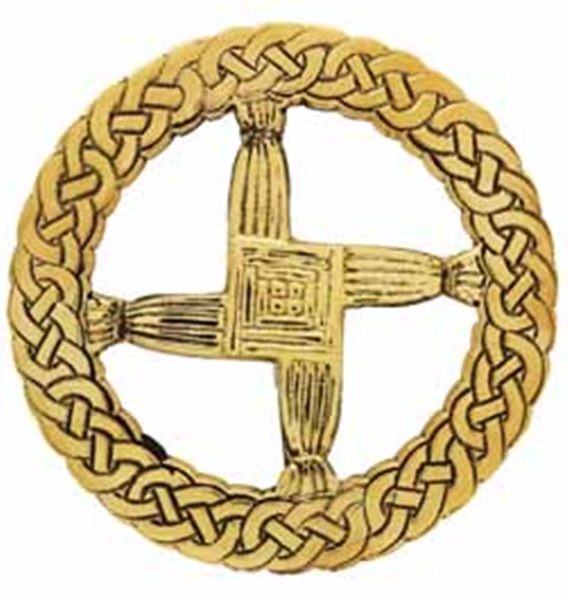 Saint Brigid's Cross Celtic Ring Brass Wall Plaque