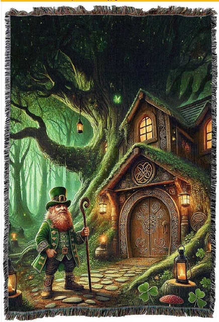 Leprechaun's Home Cotton Throw